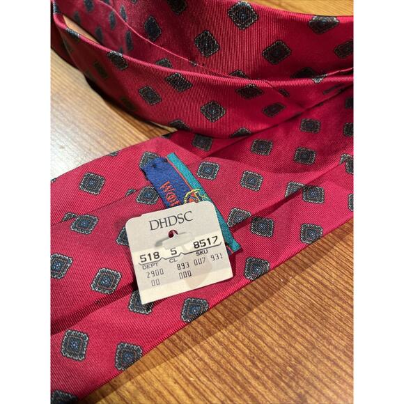 WOODWARD Vintage Men’s Red Neck tie 100% Silk - Picture 3 of 5